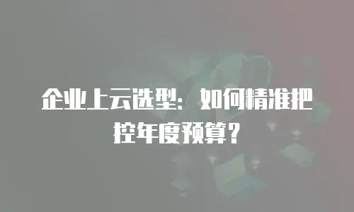 企业上云选型：如何精准把控年度预算？