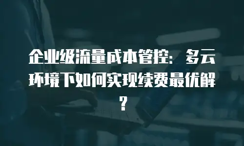 企业级流量成本管控：多云环境下如何实现续费最优解？