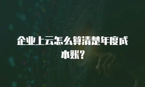 企业上云怎么算清楚年度成本账？