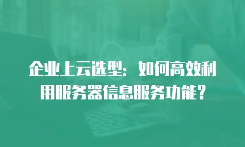 企业上云选型：如何高效利用服务器信息服务功能？