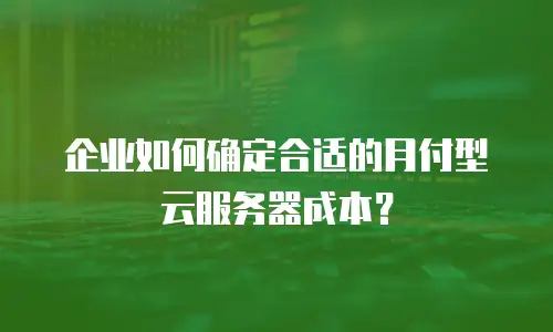 企业如何确定合适的月付型云服务器成本？