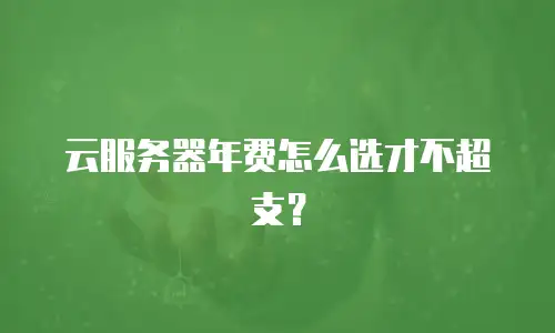 云服务器年费怎么选才不超支？