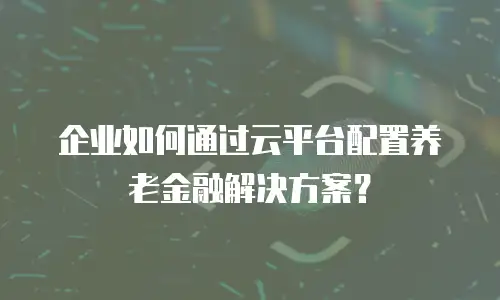 企业如何通过云平台配置养老金融解决方案？