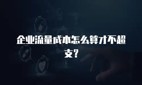 企业流量成本怎么算才不超支？