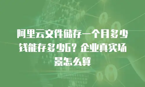 阿里云文件储存一个月多少钱能存多少G？企业真实场景怎么算