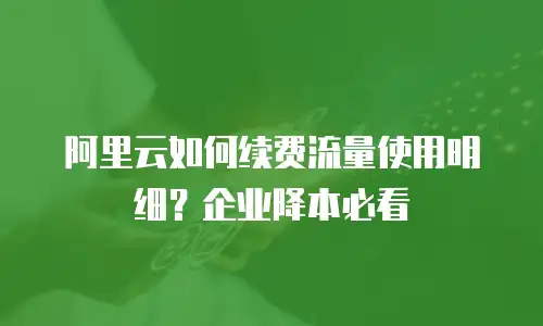 阿里云如何续费流量使用明细？企业降本必看