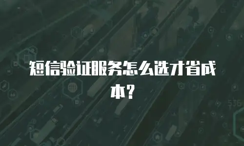 短信验证服务怎么选才省成本？