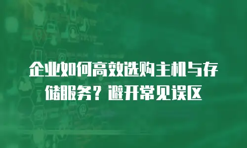 企业如何高效选购主机与存储服务？避开常见误区