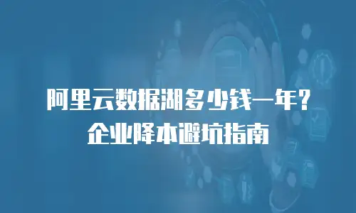 阿里云数据湖多少钱一年？企业降本避坑指南