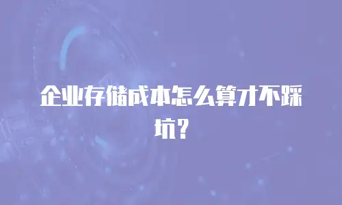 企业存储成本怎么算才不踩坑？