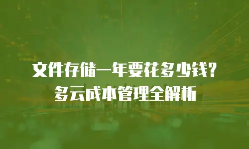 文件存储一年要花多少钱？多云成本管理全解析