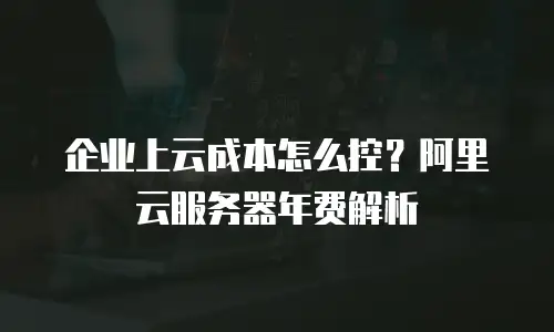 企业上云成本怎么控？阿里云服务器年费解析