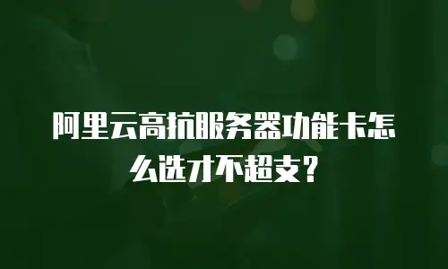 阿里云高抗服务器功能卡怎么选才不超支？