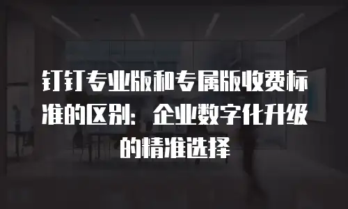 钉钉专业版和专属版收费标准的区别：企业数字化升级的精准选择