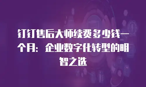 钉钉售后大师续费多少钱一个月：企业数字化转型的明智之选