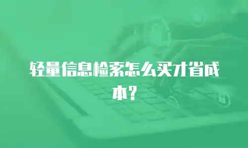 轻量信息检索怎么买才省成本？