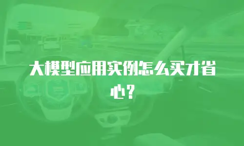 大模型应用实例怎么买才省心？