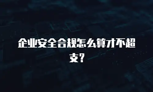 企业安全合规怎么算才不超支？