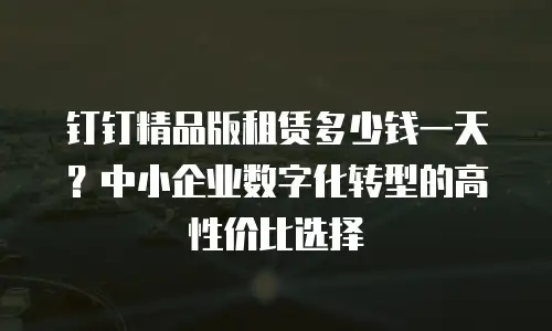 钉钉精品版租赁多少钱一天？中小企业数字化转型的高性价比选择