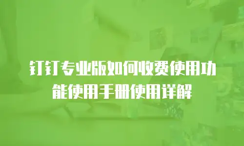 钉钉专业版如何收费使用功能使用手册使用详解