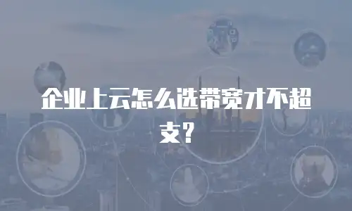 企业上云怎么选带宽才不超支？