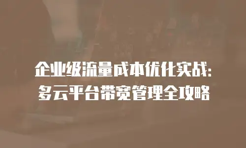 企业级流量成本优化实战：多云平台带宽管理全攻略