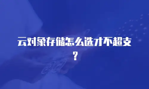 云对象存储怎么选才不超支？