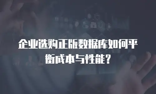 企业选购正版数据库如何平衡成本与性能？