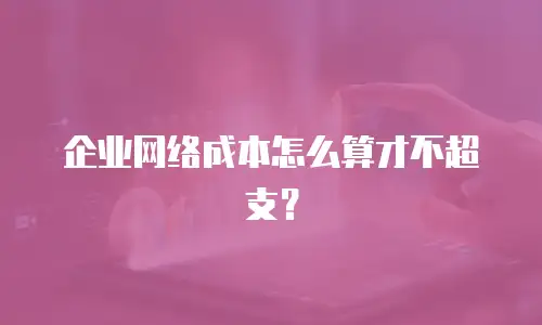 企业网络成本怎么算才不超支？