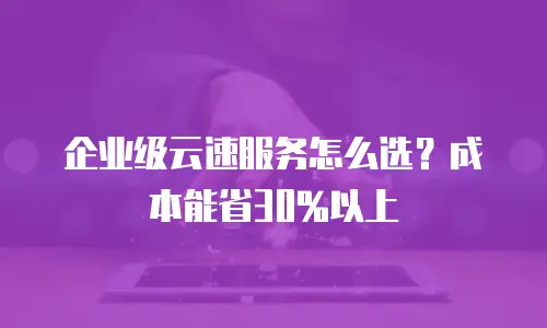企业级云速服务怎么选？成本能省30%以上