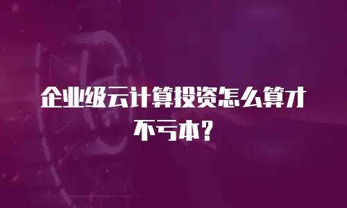 企业级云计算投资怎么算才不亏本？