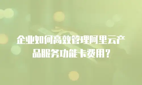 企业如何高效管理阿里云产品服务功能卡费用？