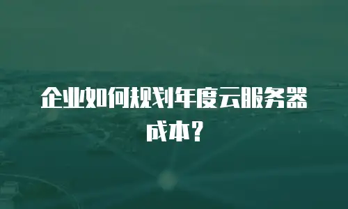 企业如何规划年度云服务器成本？