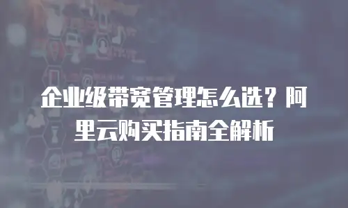 企业级带宽管理怎么选？阿里云购买指南全解析