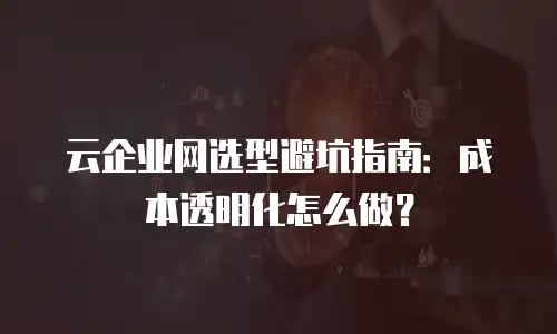 云企业网选型避坑指南：成本透明化怎么做？