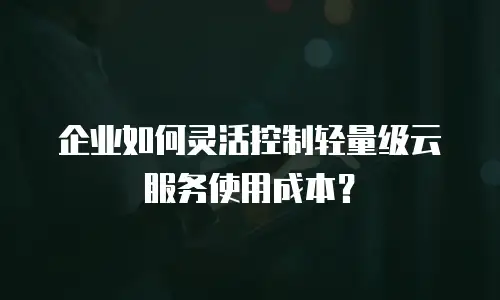 企业如何灵活控制轻量级云服务使用成本？