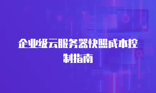 企业级云服务器快照成本控制指南