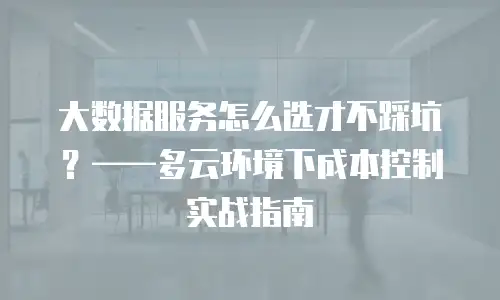 大数据服务怎么选才不踩坑？——多云环境下成本控制实战指南