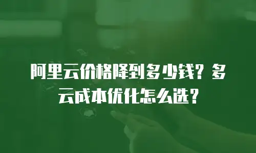 阿里云价格降到多少钱？多云成本优化怎么选？