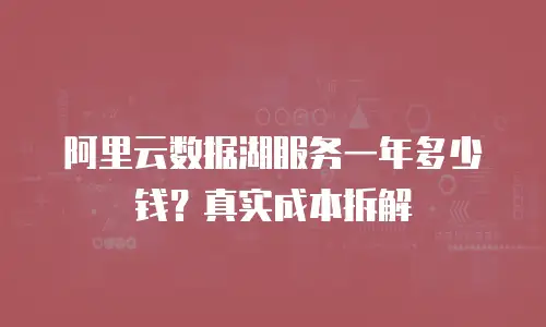 阿里云数据湖服务一年多少钱？真实成本拆解