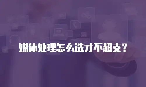 媒体处理怎么选才不超支？