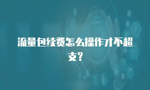 流量包续费怎么操作才不超支？