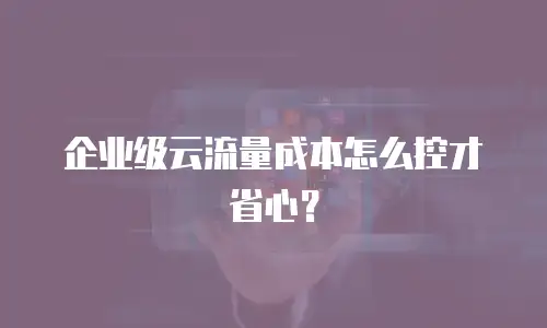 企业级云流量成本怎么控才省心？
