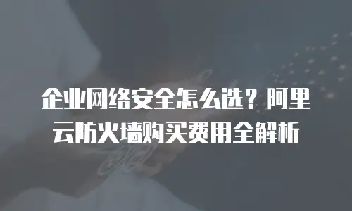 企业网络安全怎么选？阿里云防火墙购买费用全解析