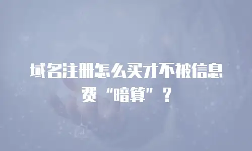 域名注册怎么买才不被信息费&ldquo;暗算&rdquo;？