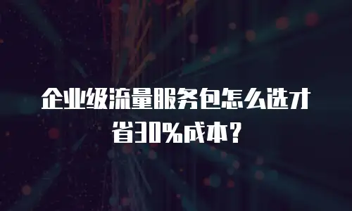 企业级流量服务包怎么选才省30%成本？