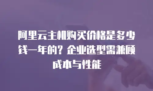 阿里云主机购买价格是多少钱一年的？企业选型需兼顾成本与性能