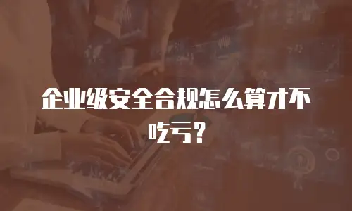 企业级安全合规怎么算才不吃亏？