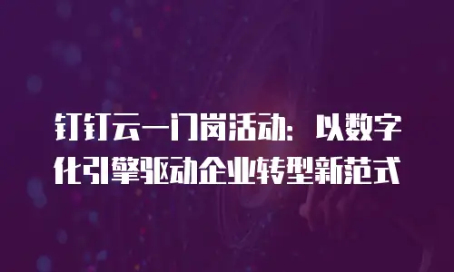 钉钉云一门岗活动：以数字化引擎驱动企业转型新范式