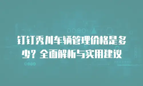 钉钉秀川车辆管理价格是多少？全面解析与实用建议